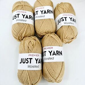 Premier Just Yarn Worsted LIGHT CAMEL TAN #4 Medium 2 oz  5 Skeins